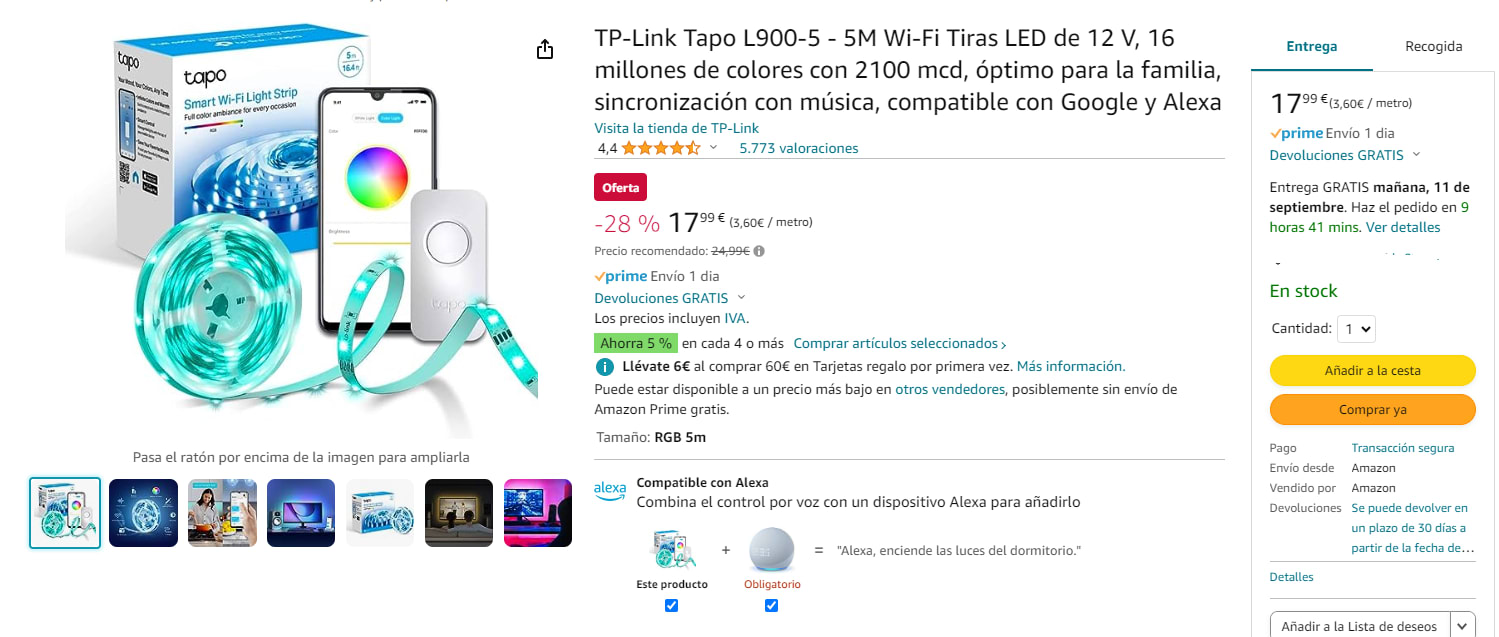 Tira LED Wifi TP-Link TAPO L900 5m 