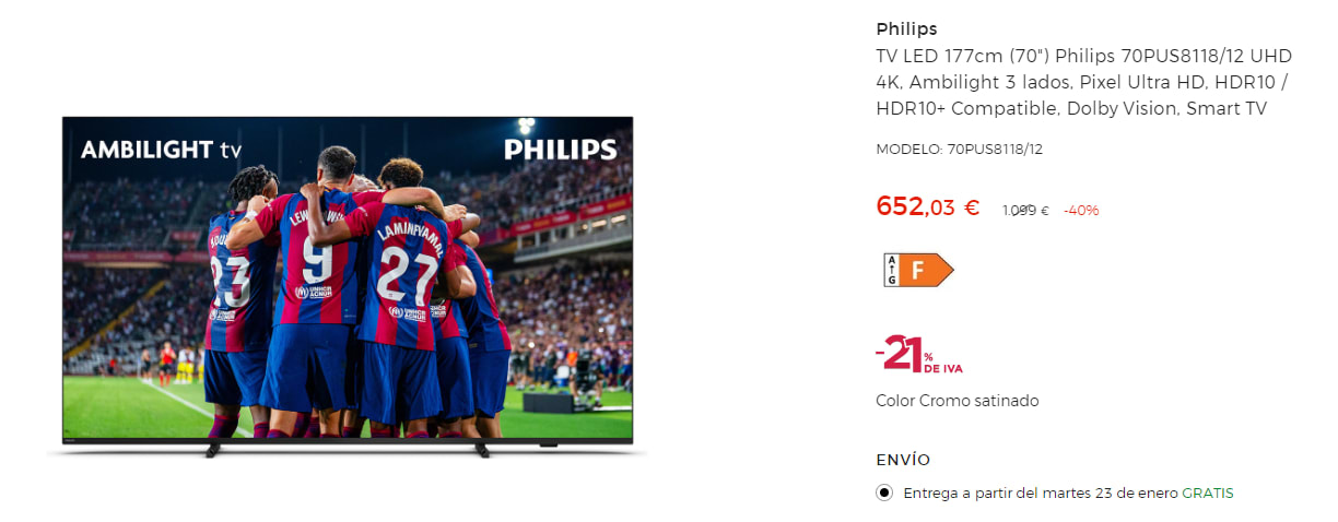 Comprar TV miniLED 139cm (55) Philips 55PML9008/12 UHD 4K