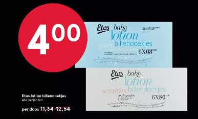 tapijt test sticker Lotion billendoekjes Aanbieding 🛍️ Etos - €4