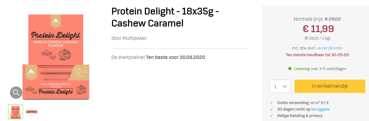 Protein Delight 18x35g Cashew Caramel voor €11,99 Aanbiedingen Enlarged image