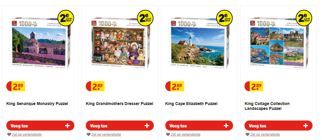 2e voor de halve prijs op alle King puzzels Aanbiedingen Enlarged image