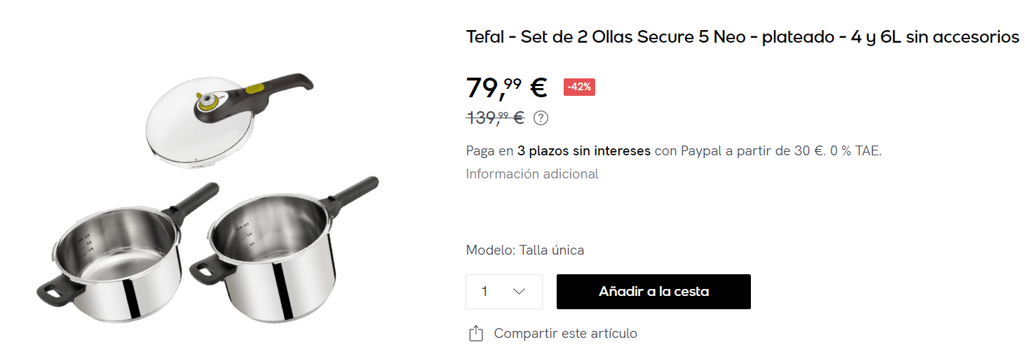 OLLA A PRESIÓN TEFAL SECURE 5 NEO- 6 L. 