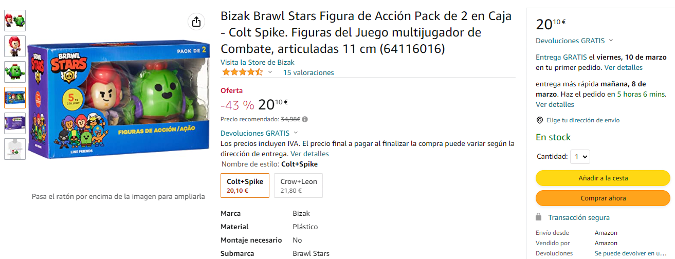 Brawl Stars Figuras Acción Colt y Spike