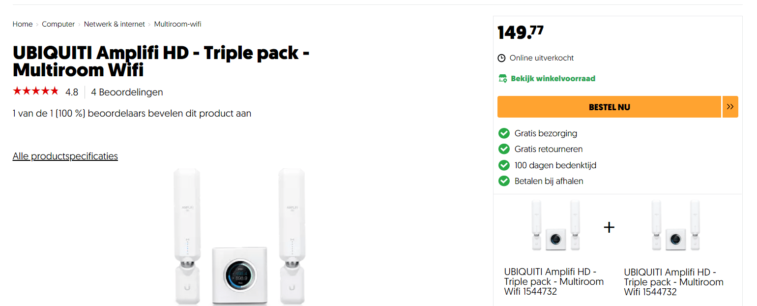 Ubiquiti AmpliFi AFi-HD - Multiroom Wifi Systeem voor €149,77 Aanbiedingen Enlarged image