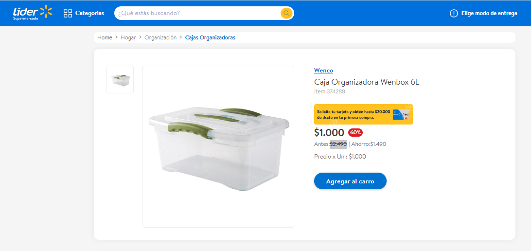 Caja organizadora 6 litros Wenbox transparente Wenco