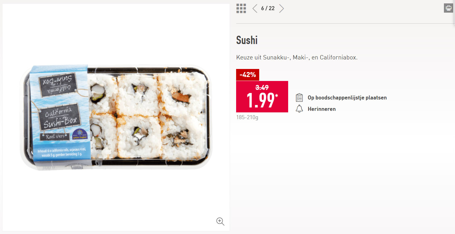 Sushibox voor €1,99 bij Aldi (vanaf 20 september) Aanbiedingen Enlarged image