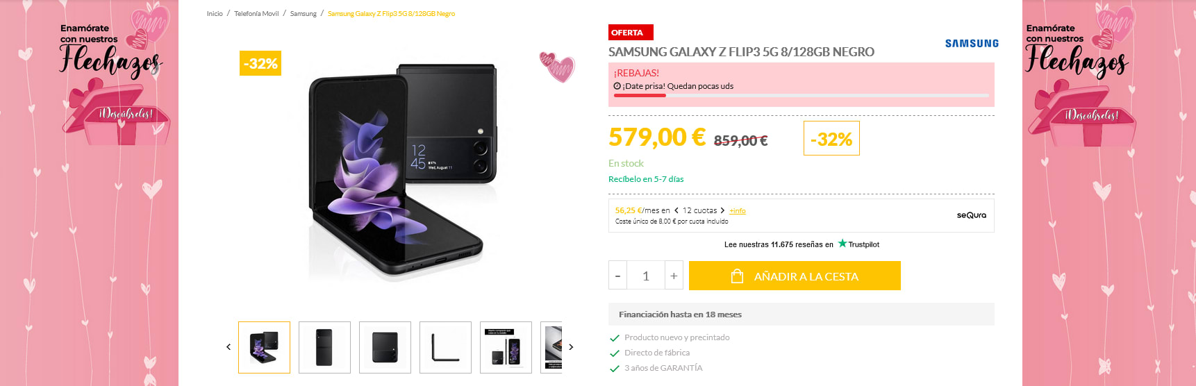 Samsung Galaxy Z Flip 6,7'' 256GB Negro a solo 579€