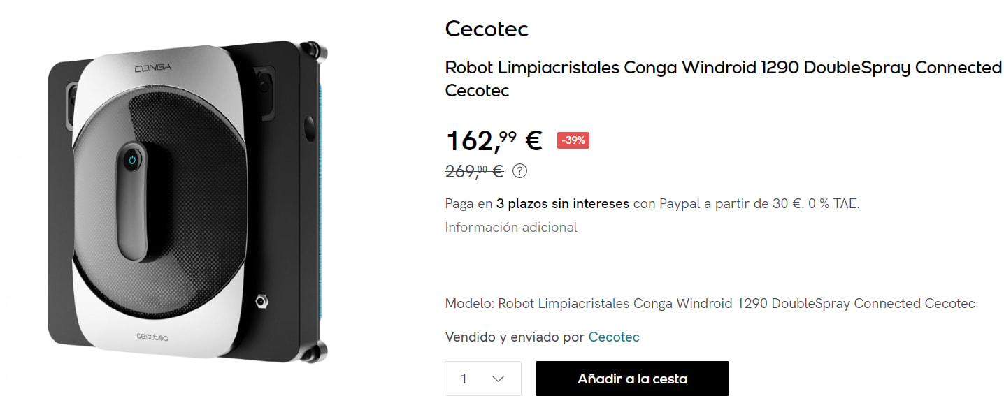 El robot limpiacristales más vendido de Cecotec está de oferta por