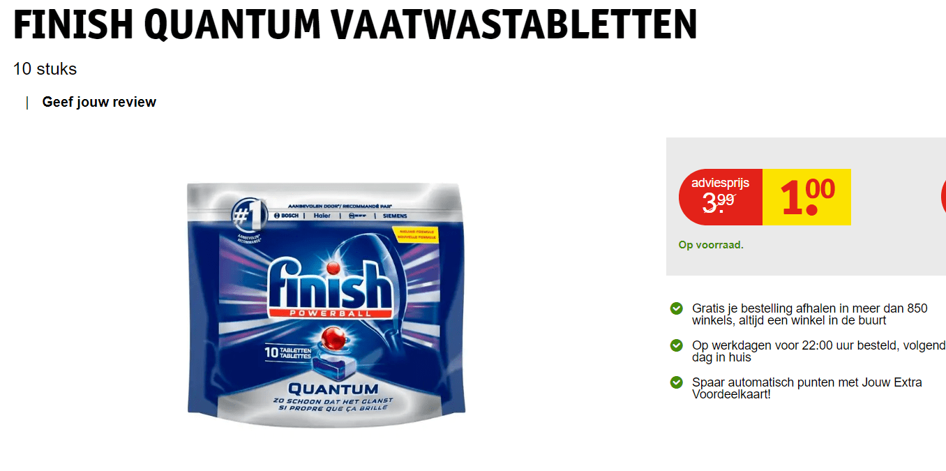 10 Finish Quantum vaatwastabletten voor €1 Aanbiedingen Enlarged image