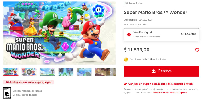 Super Mario Bros Wonder - NINTENDO SWITCH, Juegos Digitales Argentina