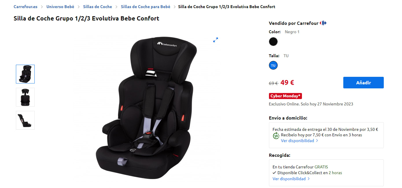 Silla de Coche Grupo 1/2/3 Evolutiva Bebe Confort