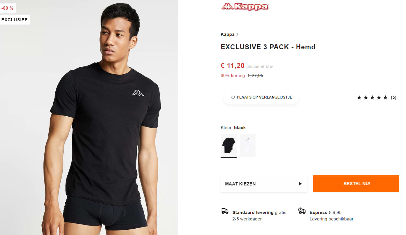 3-Pack Kappa t-shirt voor €11,20 Aanbiedingen Enlarged image