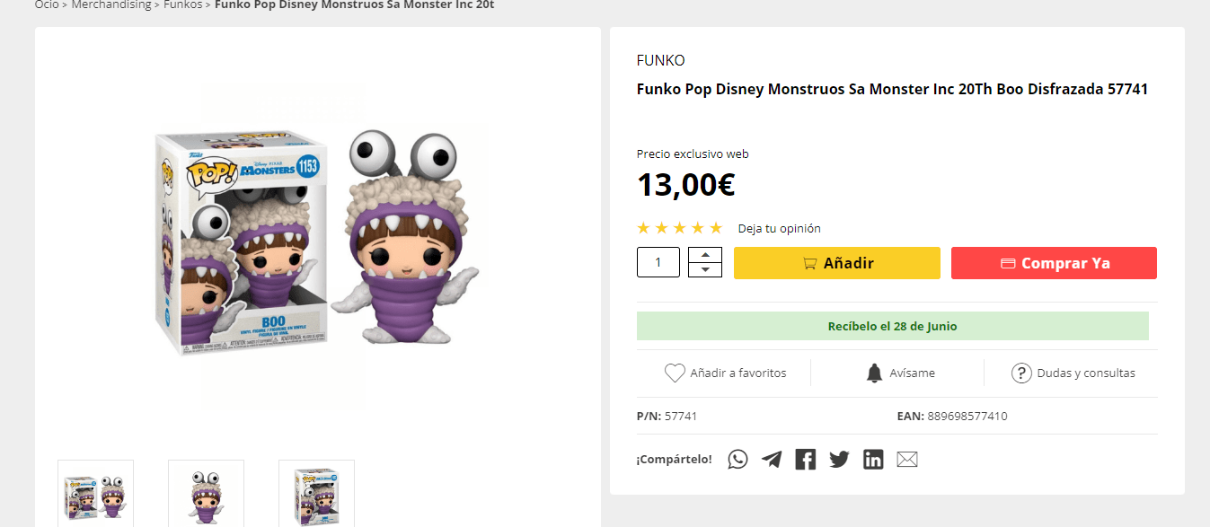 Funko Pop! Disney Monstruos SA Boo Disfrazada