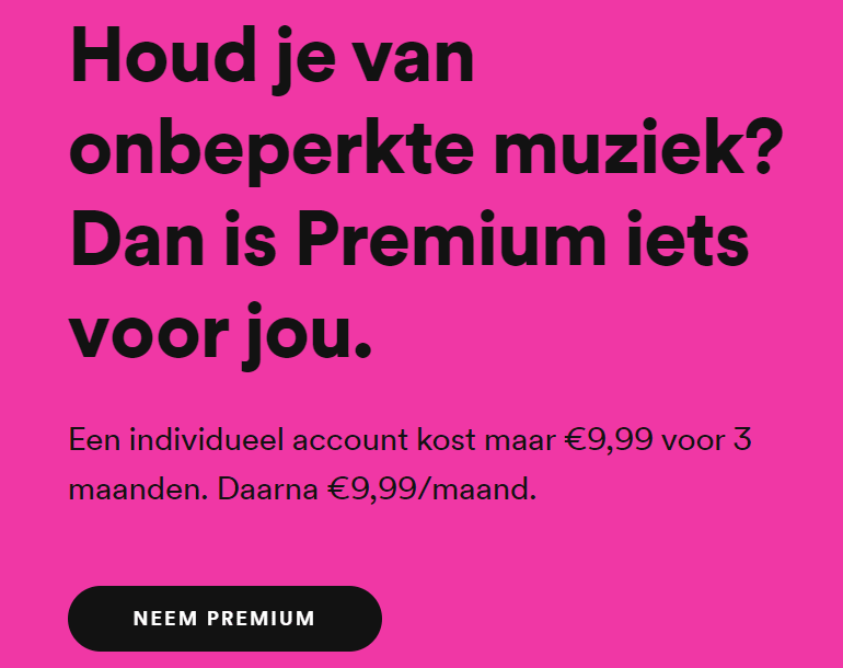 3 maanden Spotify Premium voor €9,99 Aanbiedingen Enlarged image
