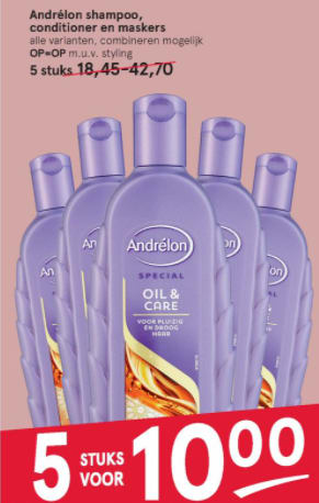 5 stuks Andrélon shampoo, conditioners en maskers voor €10 Aanbiedingen Enlarged image