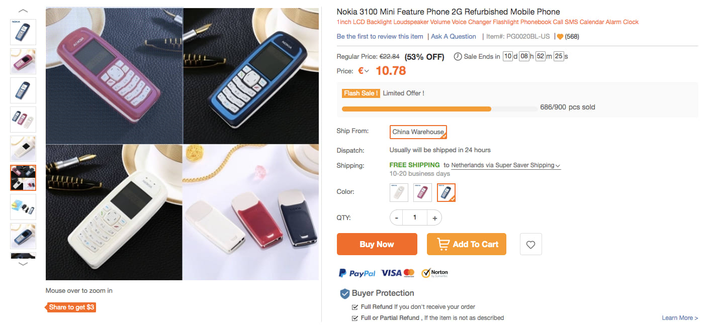 Nokia 3100 Mini Feature Phone voor €10,87 Aanbiedingen Enlarged image