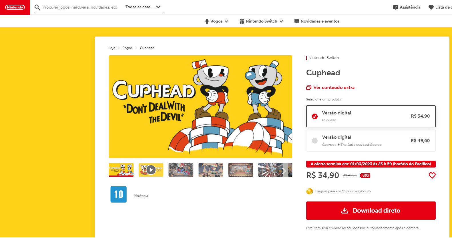 Cuphead, Aplicações de download da Nintendo Switch, Jogos