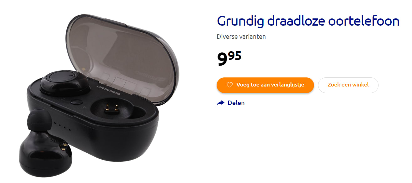 Grundig draadloze oortelefoon / Wireless Earbuds voor €9,95 Aanbiedingen Enlarged image