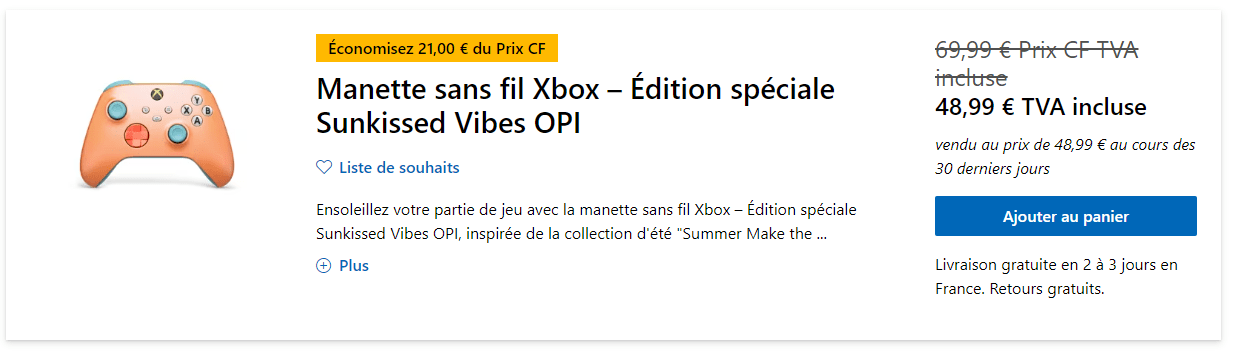 Manette sans fil Xbox Xbox Series/One/PC Sunkissed Vibes OPI Édition  spéciale