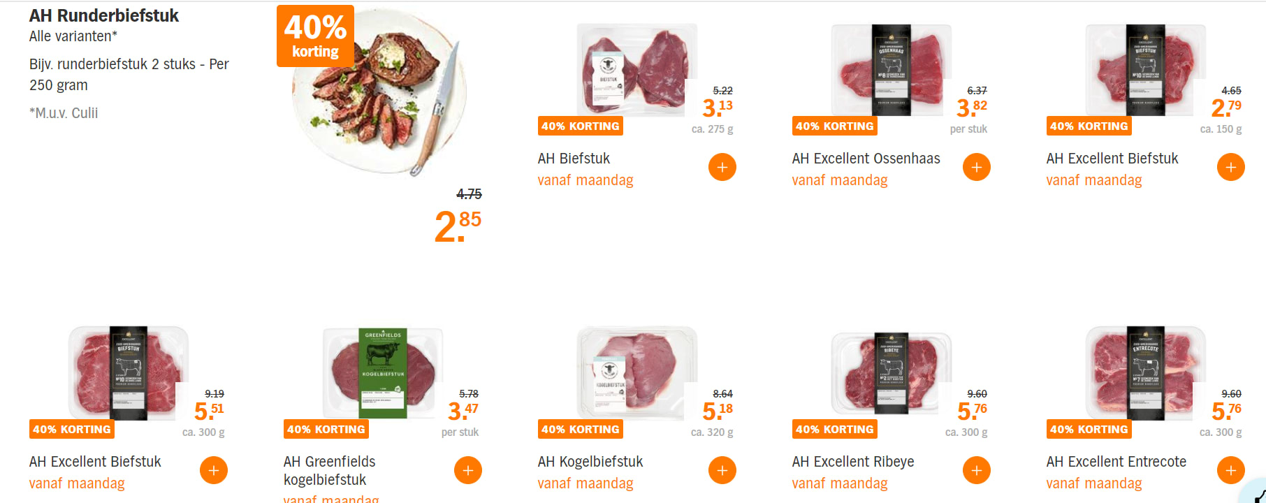 Alle varianten biefstuk 40% korting Aanbiedingen Enlarged image