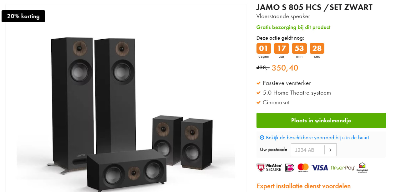 JAMO S 805 HCS Luidspreker set zwart voor €350,40 Aanbiedingen Enlarged image