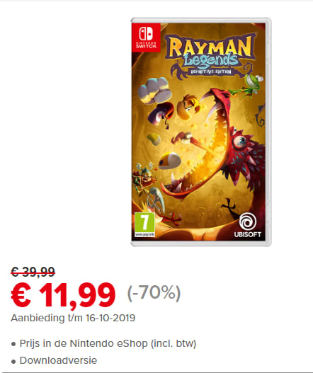 Rayman Legends - Nintendo Switch voor €11,99 Aanbiedingen Enlarged image