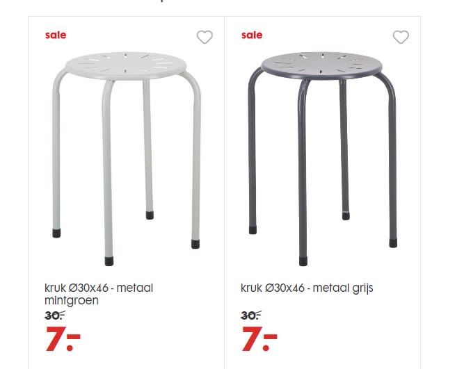 Metalen kruk mintgroen of grijs Ø30x46 voor €7 Aanbiedingen Enlarged image