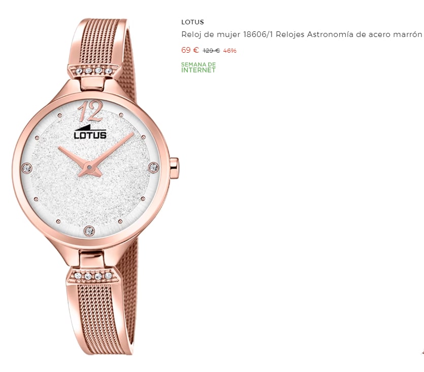 Reloj para Mujer Lotus 18606 1. Con caja de acero y cristal mineral por 69