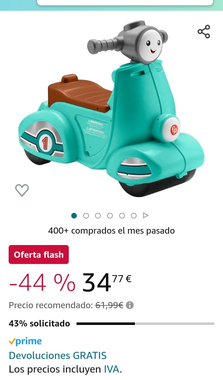 Fisher-Price Ríe y aprende Moto scooter Juguete correpasillos con