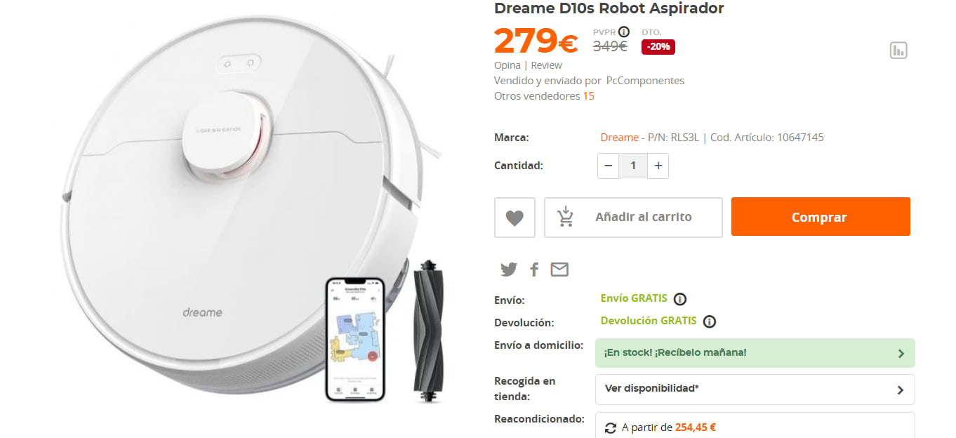 Chollo! Robot aspirador Dreame D10s - 259€ - Blog de Chollos