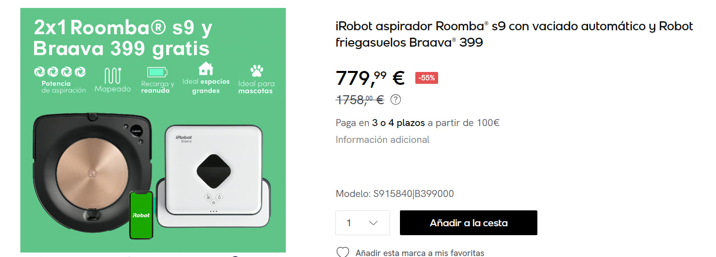 Robot aspirador Roomba® s9+ con vaciado automático, iRobot®