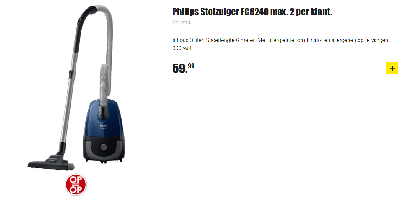 PHILIPS FC8240/09 POWERGO stofzuiger voor €59,99 Aanbiedingen Enlarged image