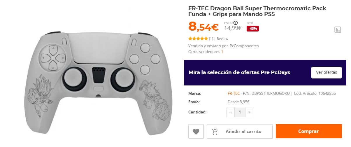 FR-TEC Dragon Ball Super Thermocromatic Pack Funda + Grips para Mando PS5