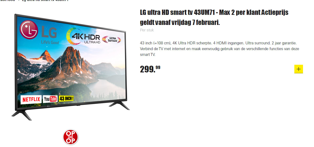 LG 43UM71 4K Ultra-HD Smart-TV voor €299,99 Aanbiedingen Enlarged image