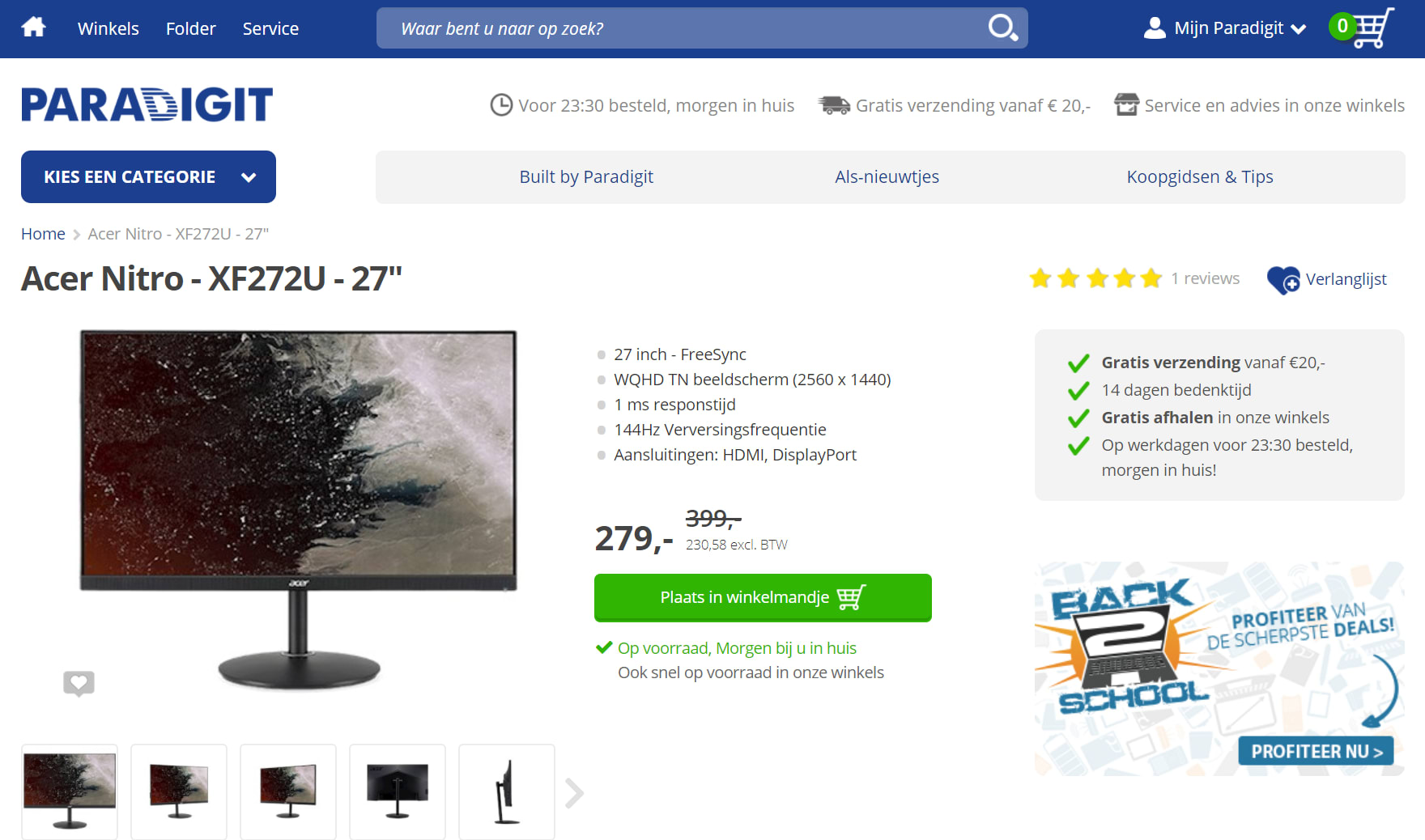 Acer Nitro XF272U 27" 144Hz Gaming Monitor voor €279 Aanbiedingen Enlarged image