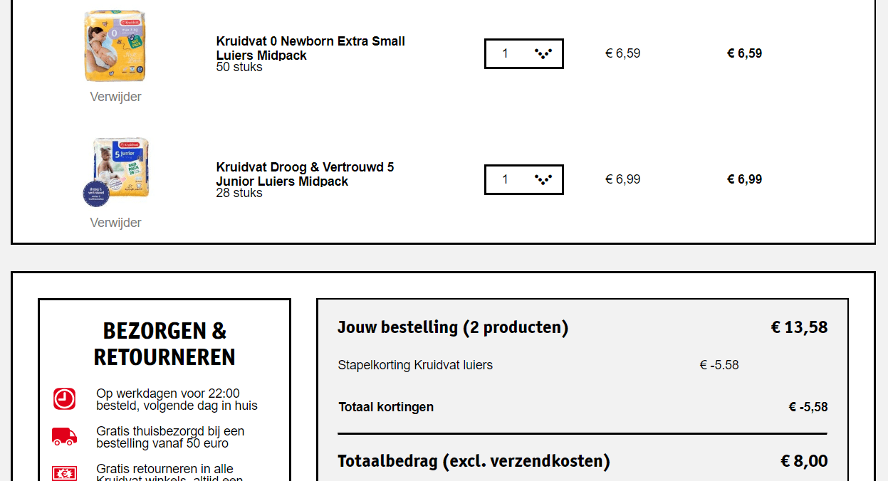 Kruidvat luiers 2 pakken voor €8 Aanbiedingen Enlarged image