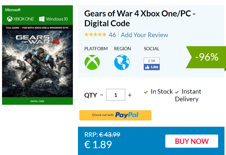 Gears of War 4 voor Xbox One voor €1,89 Aanbiedingen Enlarged image