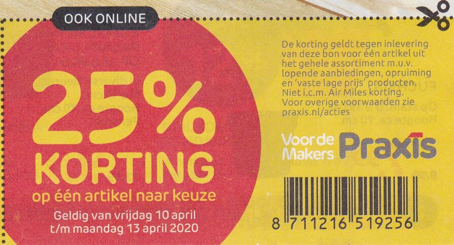 25% Korting op één artikel naar keuze bij Praxis Aanbiedingen Enlarged image