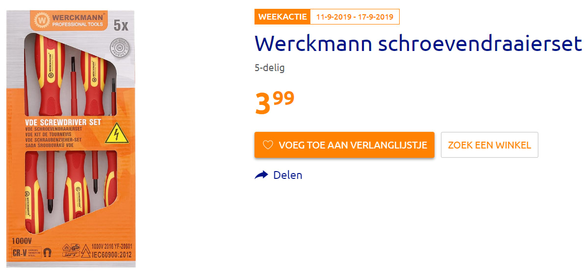 5-delige Werckmann schroevendraaierset voor €3,99 Aanbiedingen Enlarged image