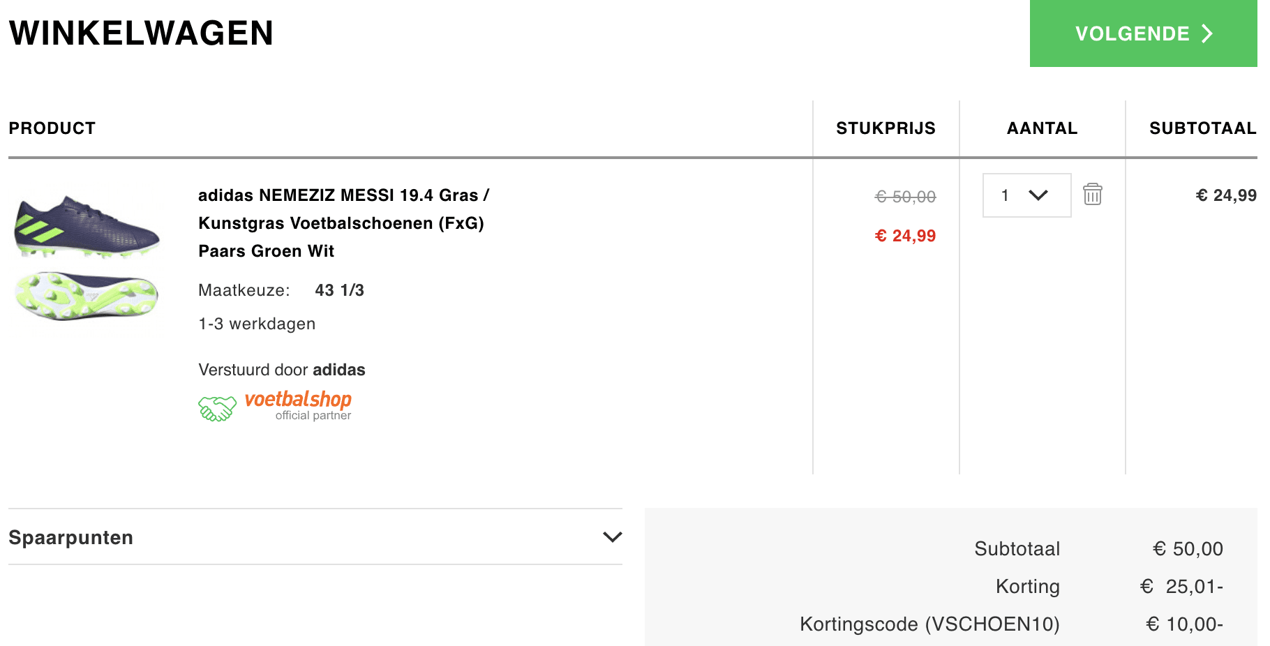 €10,- Korting op voetbalschoenen door kortingscode Aanbiedingen Enlarged image