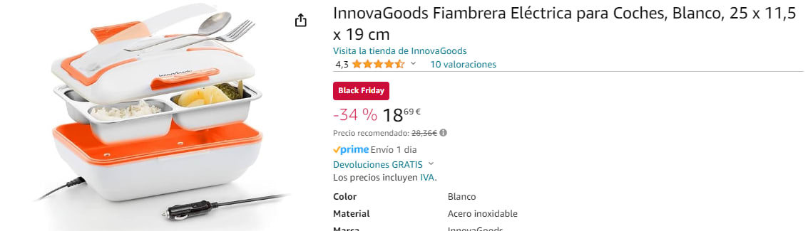 Fiambrera Eléctrica Para Coches Pro Bentau Innovagoods con Ofertas en  Carrefour