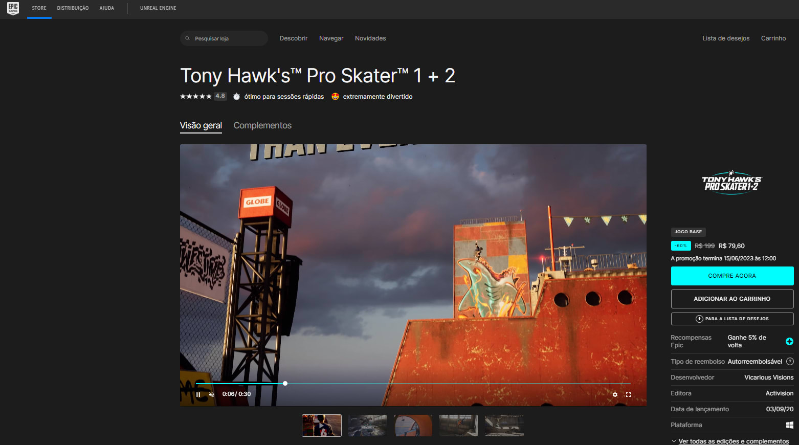 Tony Hawk's Pro Skater 1 + 2 Epic Games Account