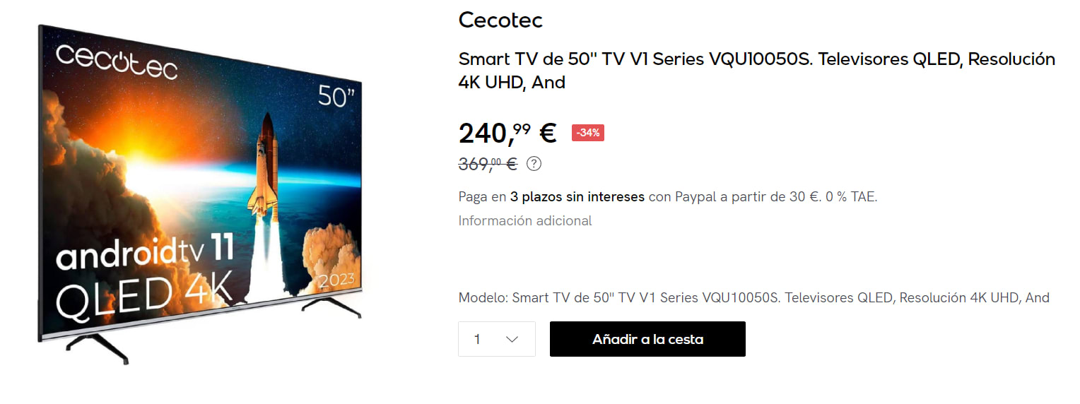 Cecotec TV V1 series VQU10050 50 QLED 4K UHD SmartTV Televisor