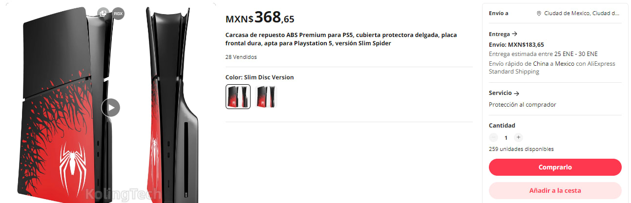 AliExpress: Carcasa de repuesto ABS Premium para PS5 Slim de