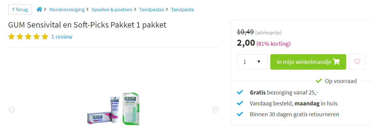 GUM Sensivital en Soft-Picks Pakket voor €2 Aanbiedingen Enlarged image