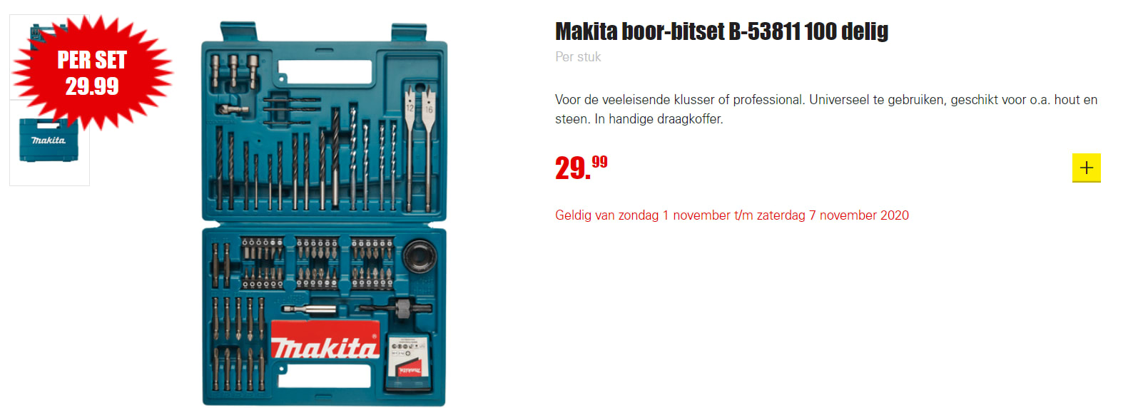 Makita boor-bitset B-53811 100 delig voor €29,99 Aanbiedingen Enlarged image