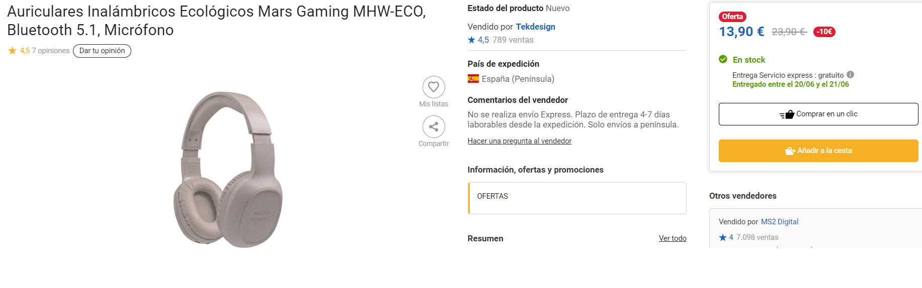 AURICULARES INALÁMBRICOS MHW - Mars Gaming