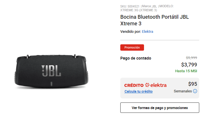 Bocina Bluetooth Portátil JBL Xtreme 3