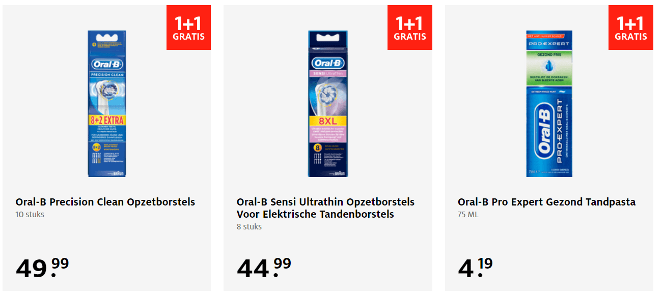 1+1 Gratis op diverse Oral B producten Aanbiedingen Enlarged image