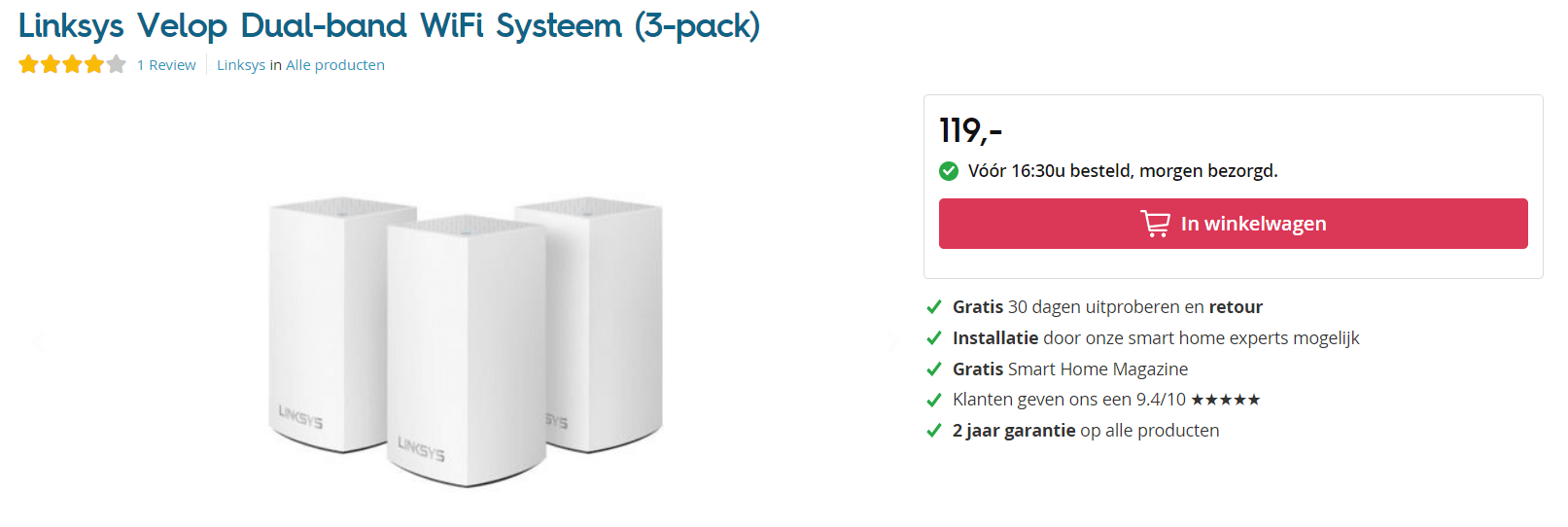 Linksys Velop Dual-band WiFi Systeem (3-pack) voor €119 Aanbiedingen Enlarged image